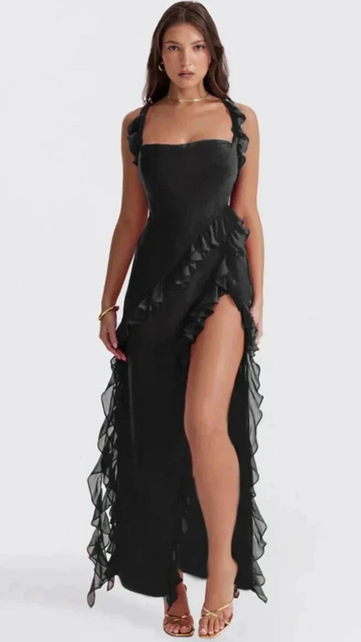 Lara | Rochie Maxi Stilată cu Fendă