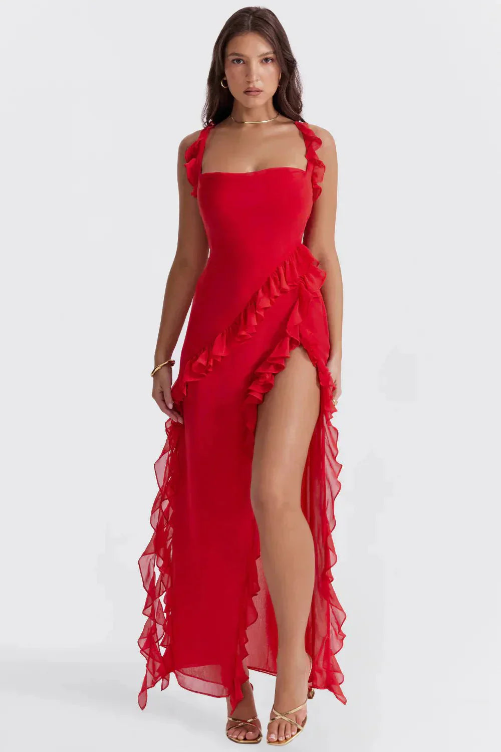 Lara | Rochie Maxi Stilată cu Fendă