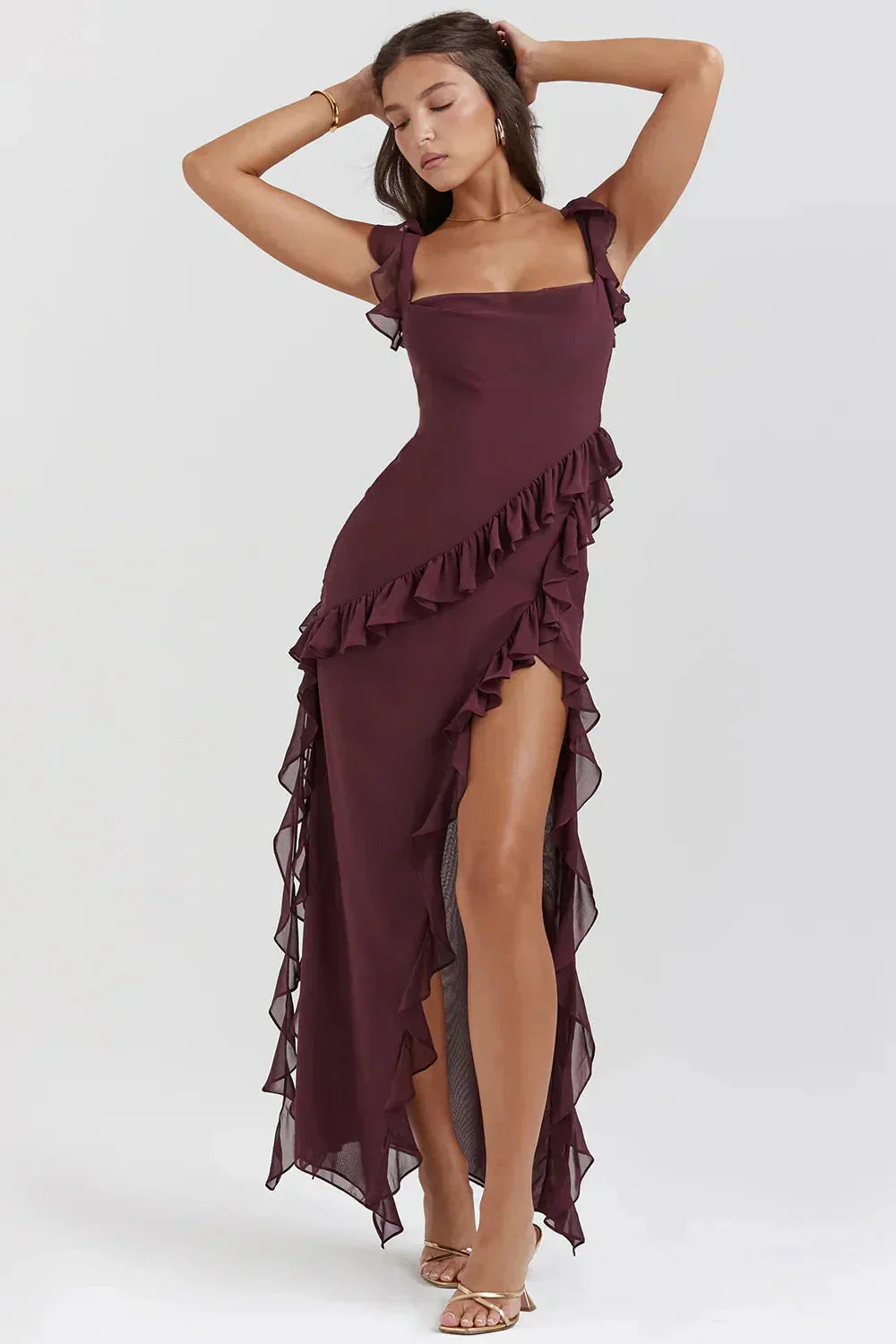 Lara | Rochie Maxi Stilată cu Fendă